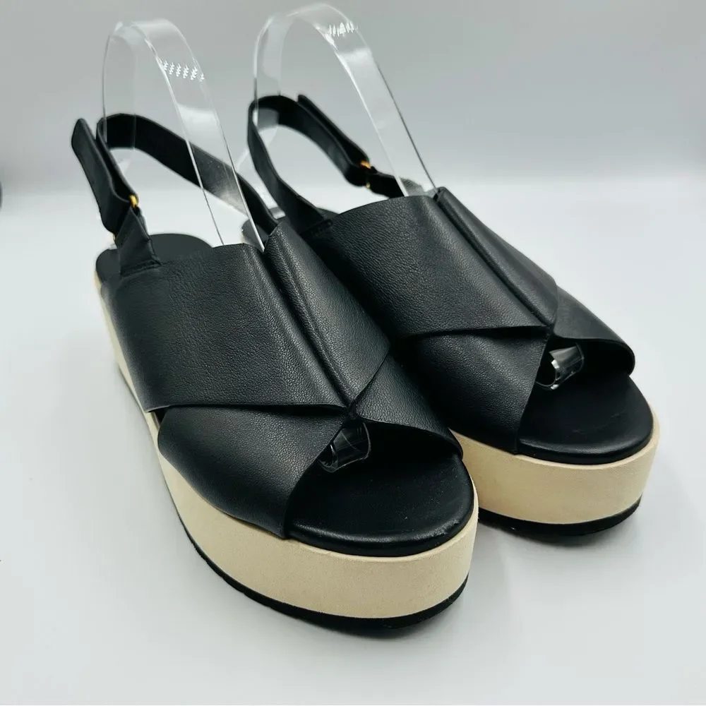 Vince Black Leather Platform Sandals Women's SZ 8.5 Versatile Comfortable